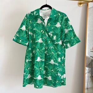 SARA CAMPBELL Long Green Floral Shirt Size S